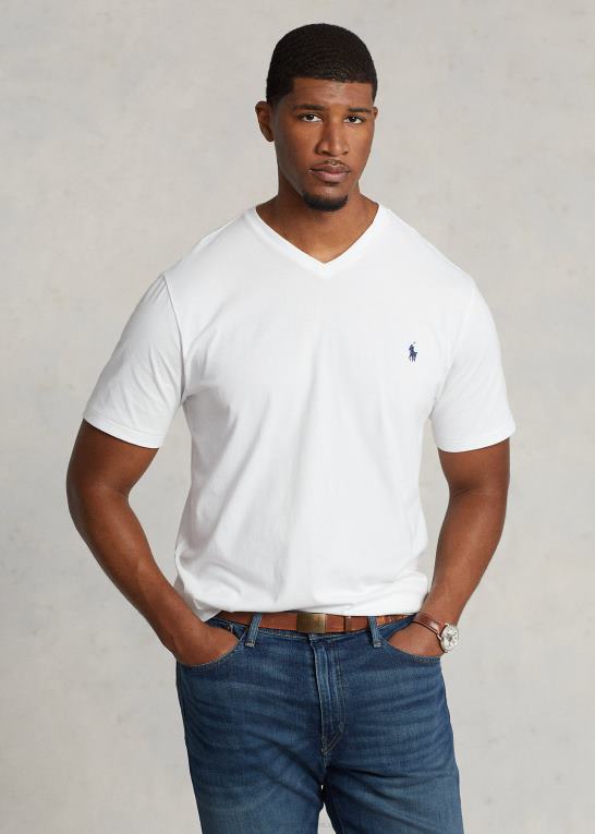 hvid Mænd Ralph Lauren jersey t-shirt med v-hals Z426B1843