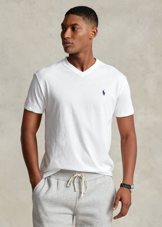 hvid Mænd Ralph Lauren klassisk pasform jersey t-shirt med v-hals Z426B204
