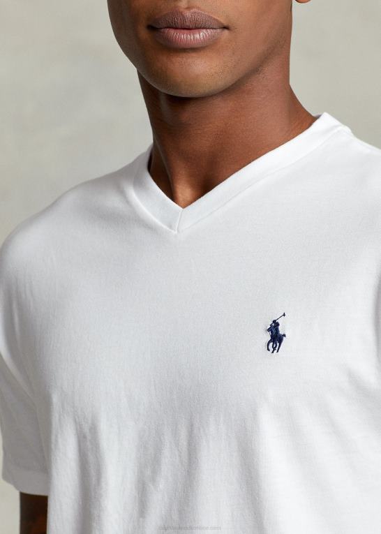 hvid Mænd Ralph Lauren klassisk pasform jersey t-shirt med v-hals Z426B204