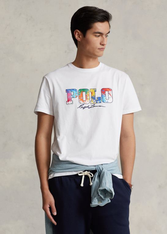 hvid Mænd Ralph Lauren klassisk pasform logo jersey t-shirt Z426B386