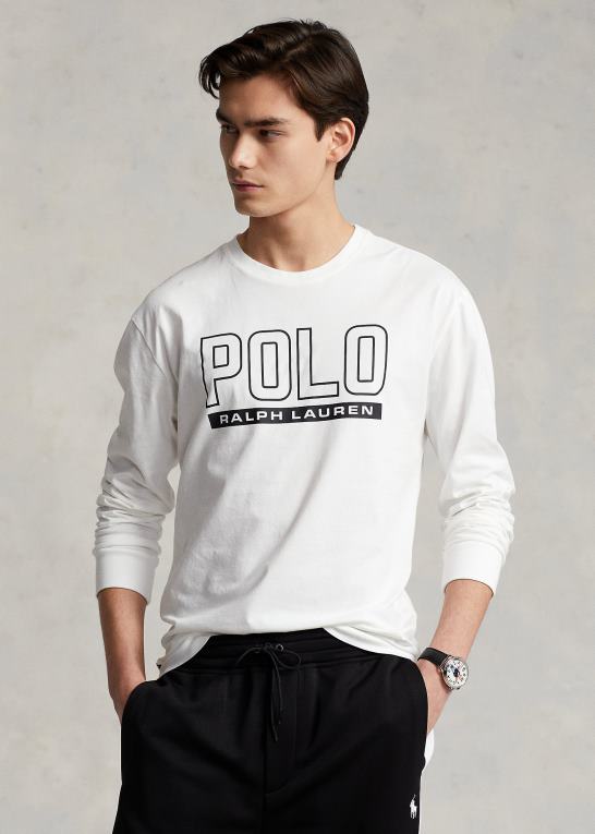 hvid Mænd Ralph Lauren klassisk pasform logojersey t-shirt med rund hals Z426B8500