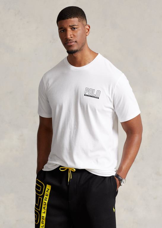 hvid Mænd Ralph Lauren logo jersey t-shirt med rund hals Z426B1490