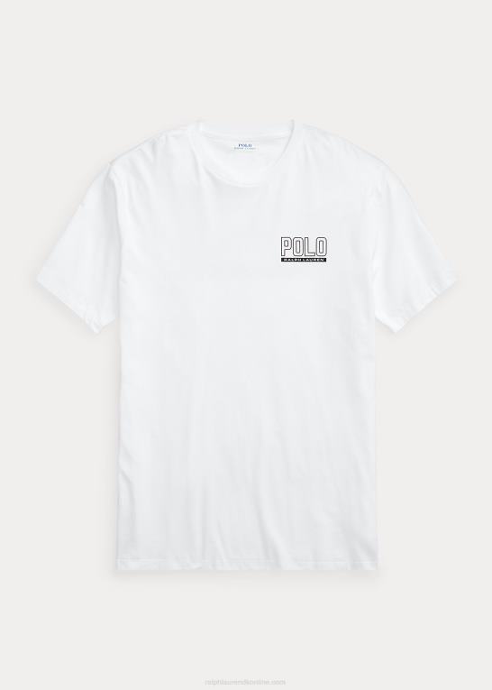 hvid Mænd Ralph Lauren logo jersey t-shirt med rund hals Z426B1490