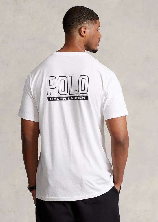 hvid Mænd Ralph Lauren logo jersey t-shirt med rund hals Z426B1490