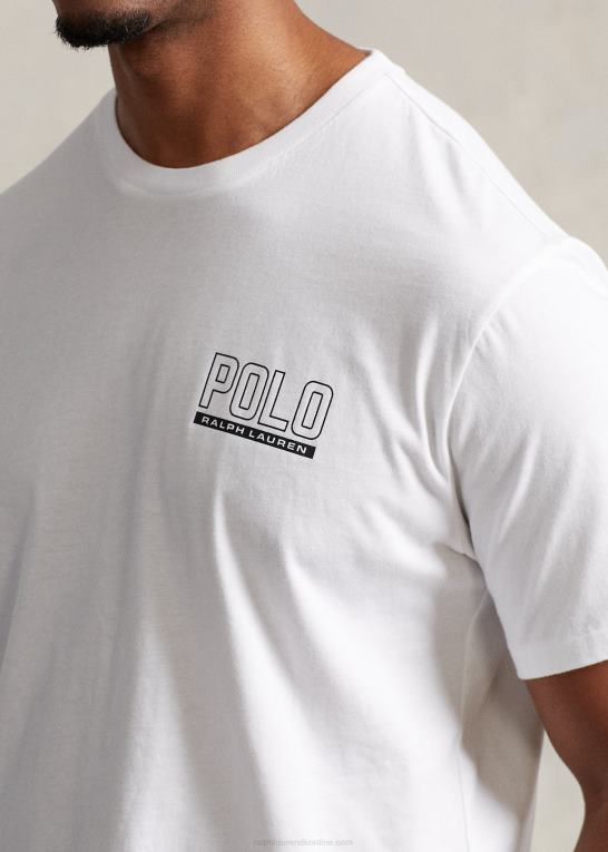 hvid Mænd Ralph Lauren logo jersey t-shirt med rund hals Z426B1490