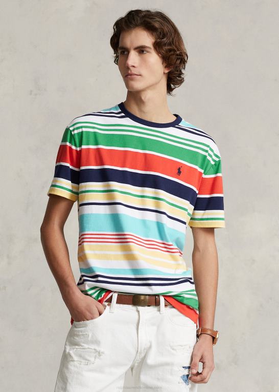 hvid multi Mænd Ralph Lauren klassisk pasform stribet jersey t-shirt Z426B322