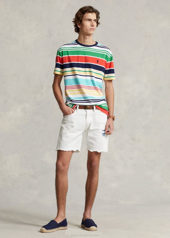 hvid multi Mænd Ralph Lauren klassisk pasform stribet jersey t-shirt Z426B322