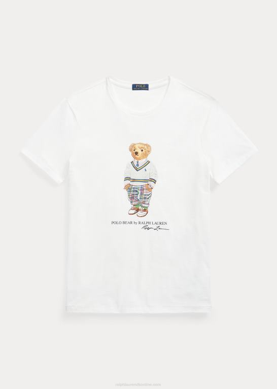hvid prep hampton bjørn Mænd Ralph Lauren klassisk pasform polo bear jersey t-shirt Z426B522