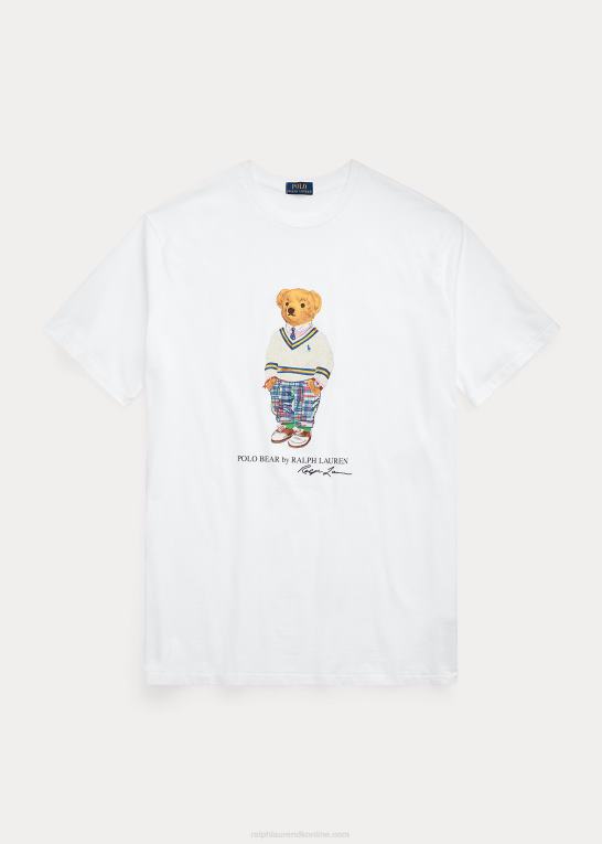 hvid preppy bjørn Mænd Ralph Lauren polo bear jersey t-shirt Z426B1493