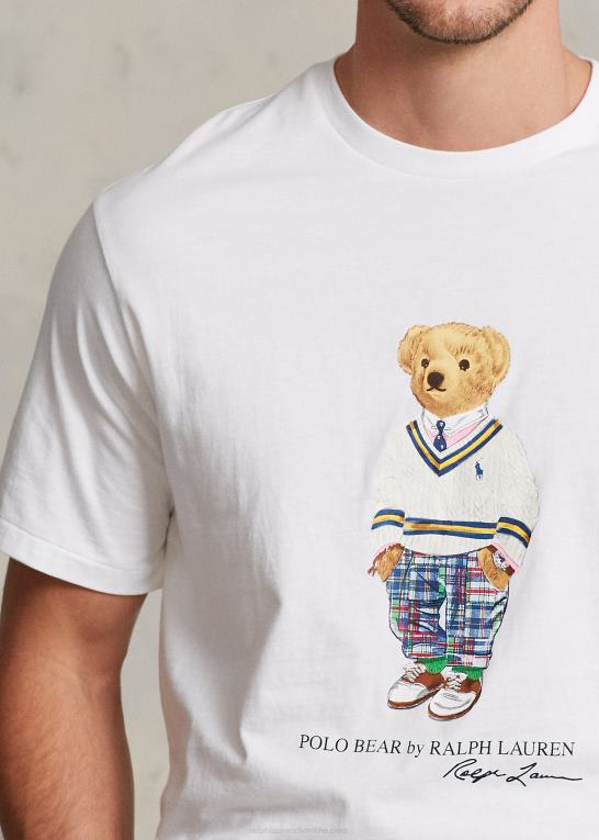 hvid preppy bjørn Mænd Ralph Lauren polo bear jersey t-shirt Z426B1493
