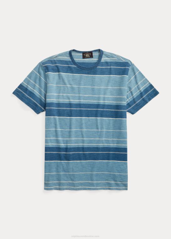 indigo/creme Mænd Ralph Lauren stribet jersey t-shirt Z426B1689