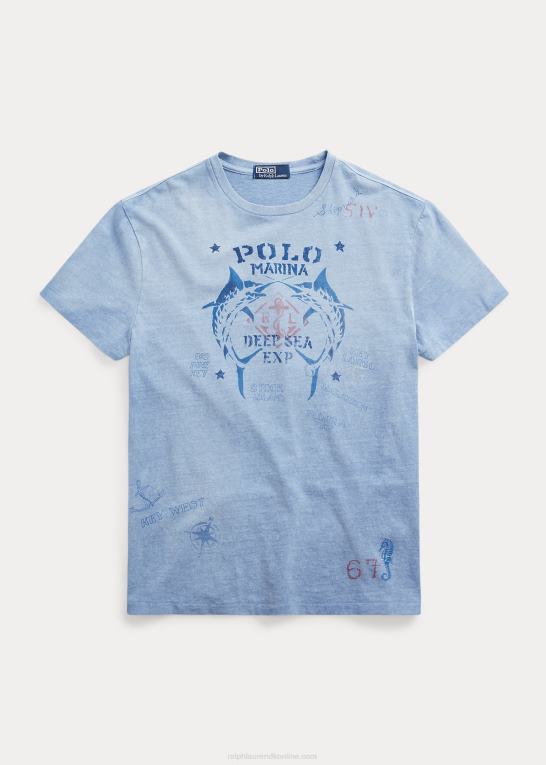 kanal blå Mænd Ralph Lauren klassisk pasform jersey grafisk t-shirt Z426B327