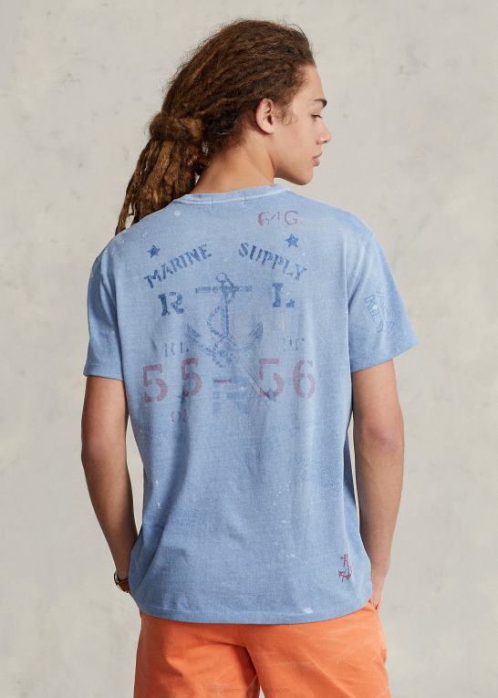 kanal blå Mænd Ralph Lauren klassisk pasform jersey grafisk t-shirt Z426B327