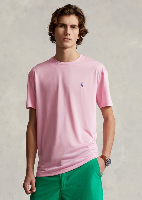 karmel pink Mænd Ralph Lauren klassisk pasform performance jersey t-shirt Z426B276