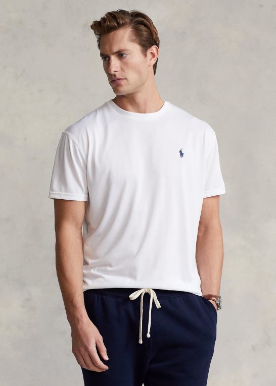 keramisk hvid Mænd Ralph Lauren klassisk pasform performance jersey t-shirt Z426B279