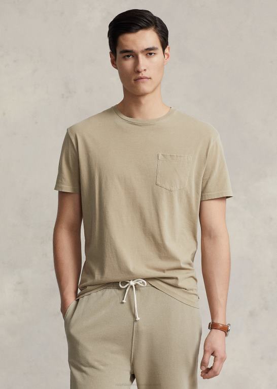 klassisk kaki Mænd Ralph Lauren klassisk pasform jersey lomme t-shirt Z426B419