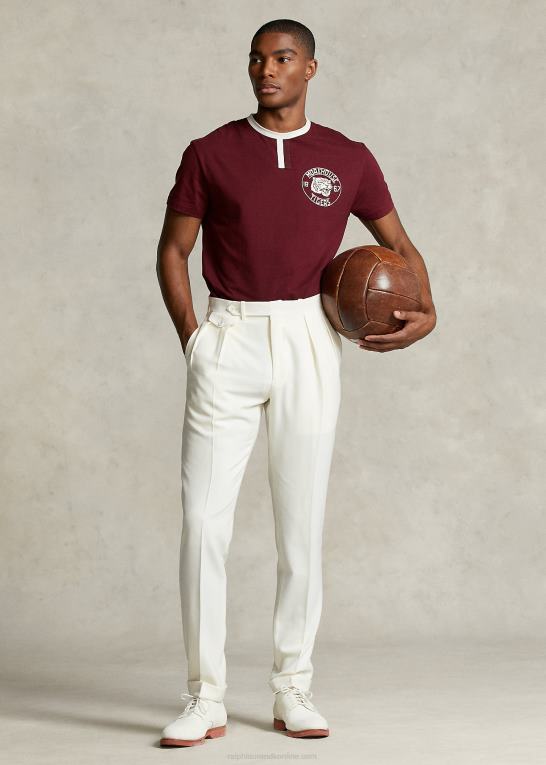 klassisk vin Mænd Ralph Lauren ringer-t-shirten fra morehouse-kollektionen Z426B1248