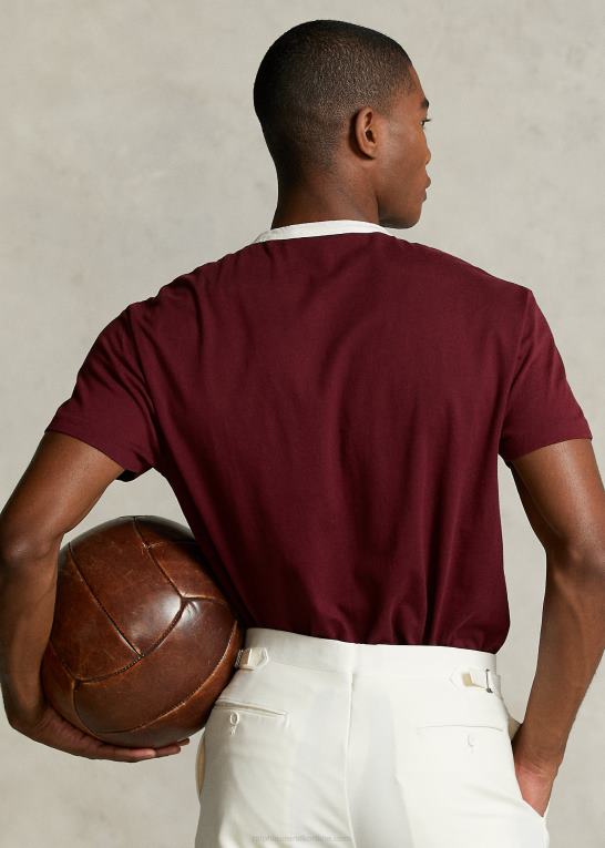 klassisk vin Mænd Ralph Lauren ringer-t-shirten fra morehouse-kollektionen Z426B1248