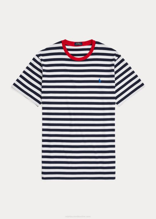 krydstogt marine/hvid Mænd Ralph Lauren stribet jersey t-shirt med rund hals Z426B1411