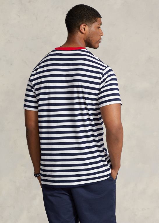 krydstogt marine/hvid Mænd Ralph Lauren stribet jersey t-shirt med rund hals Z426B1411