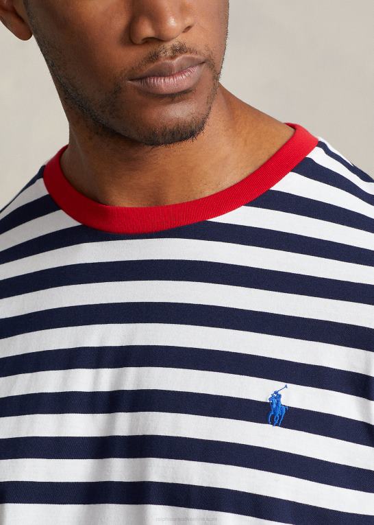 krydstogt marine/hvid Mænd Ralph Lauren stribet jersey t-shirt med rund hals Z426B1411