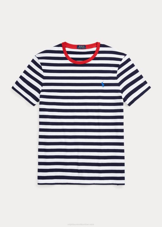 krydstogt marine/hvid Mænd Ralph Lauren tilpasset slim fit stribet jersey t-shirt Z426B518