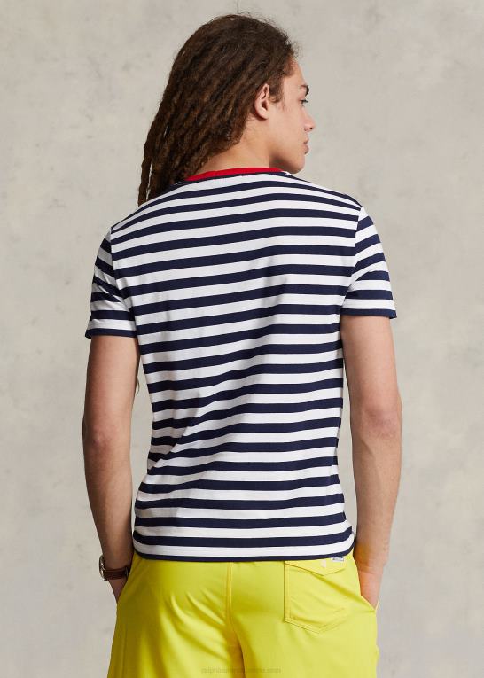 krydstogt marine/hvid Mænd Ralph Lauren tilpasset slim fit stribet jersey t-shirt Z426B518