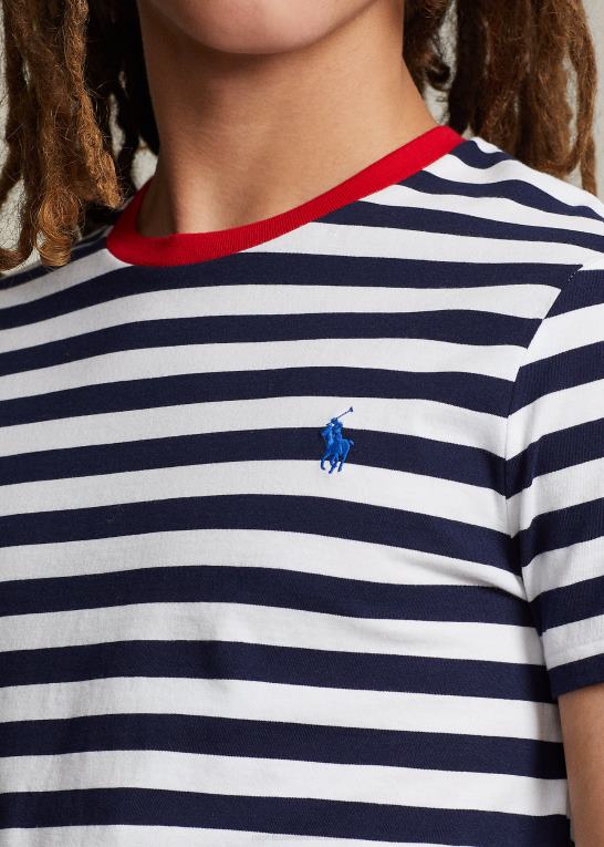 krydstogt marine/hvid Mænd Ralph Lauren tilpasset slim fit stribet jersey t-shirt Z426B518