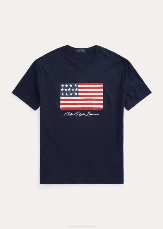 krydstogtflåde Mænd Ralph Lauren klassisk pasform flag jersey t-shirt Z426B8543