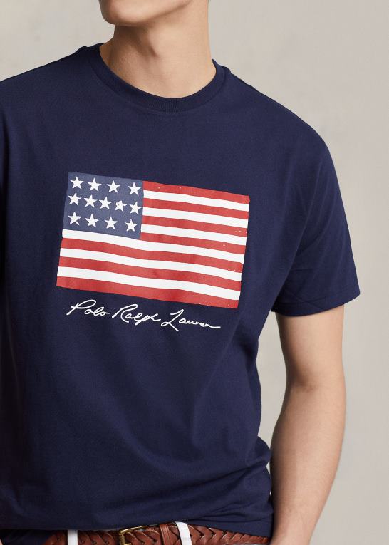 krydstogtflåde Mænd Ralph Lauren klassisk pasform flag jersey t-shirt Z426B8543