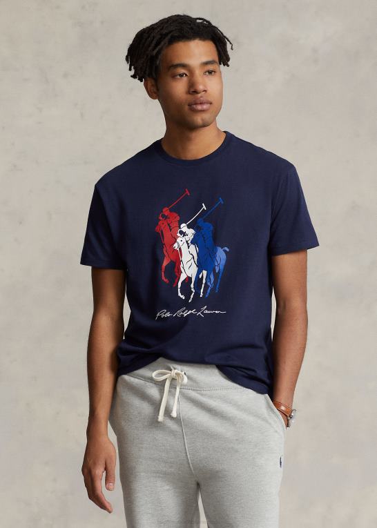 krydstogtflåde Mænd Ralph Lauren klassisk pasform stor ponyjersey t-shirt Z426B348
