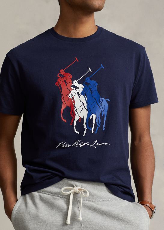 krydstogtflåde Mænd Ralph Lauren klassisk pasform stor ponyjersey t-shirt Z426B348