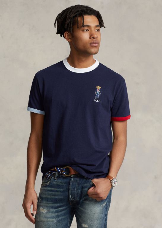 krydstogtflåderegatta Mænd Ralph Lauren skræddersyet t-shirt i polobjørnejersey i slim fit Z426B323
