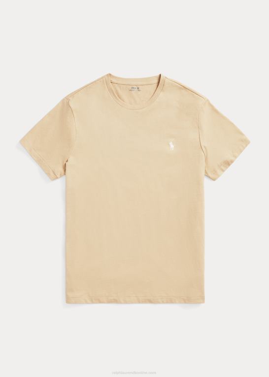 kystbeige Mænd Ralph Lauren jersey t-shirt med rund hals - alle passer Z426B157