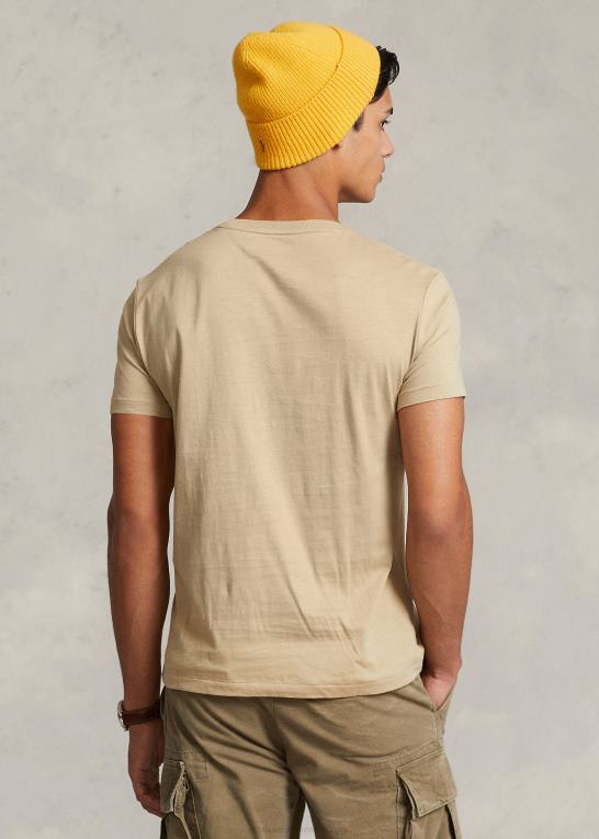 kystbeige Mænd Ralph Lauren jersey t-shirt med rund hals - alle passer Z426B157