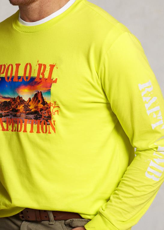 laser gul Mænd Ralph Lauren jersey grafisk t-shirt Z426B1400