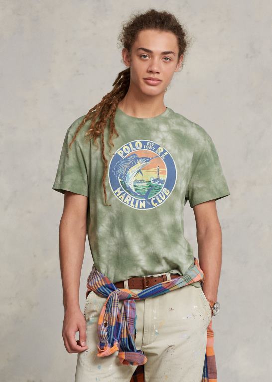 last grøn Mænd Ralph Lauren klassisk pasform grafisk jersey t-shirt Z426B529