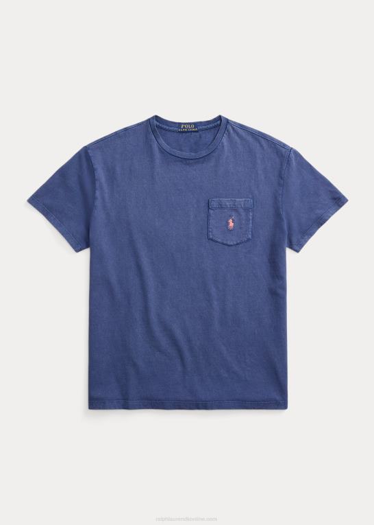 let marine Mænd Ralph Lauren klassisk pasform bomuld-linned lomme t-shirt Z426B371