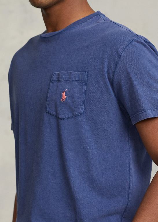 let marine Mænd Ralph Lauren klassisk pasform bomuld-linned lomme t-shirt Z426B371