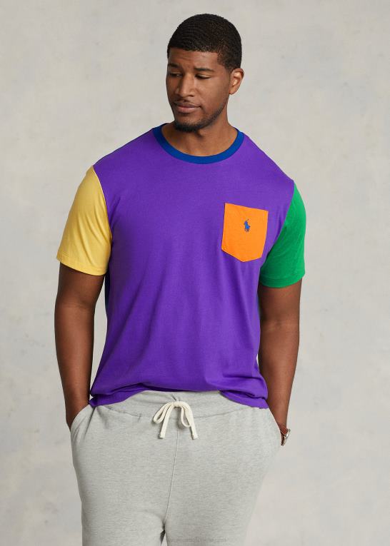 lilla multi Mænd Ralph Lauren farveblokeret jersey t-shirt Z426B1527