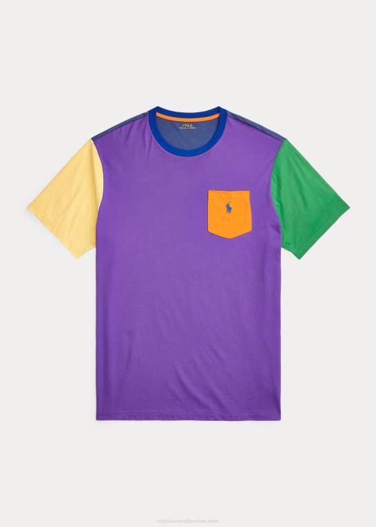lilla multi Mænd Ralph Lauren farveblokeret jersey t-shirt Z426B1527