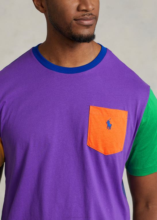 lilla multi Mænd Ralph Lauren farveblokeret jersey t-shirt Z426B1527