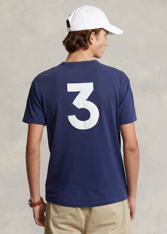 mørk kobolt Mænd Ralph Lauren klassisk pasform banner-stribet jersey t-shirt Z426B274