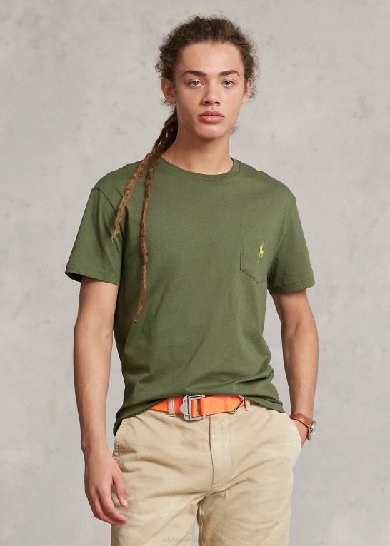 mørk salvie Mænd Ralph Lauren jersey lomme t-shirt - alle passer Z426B243