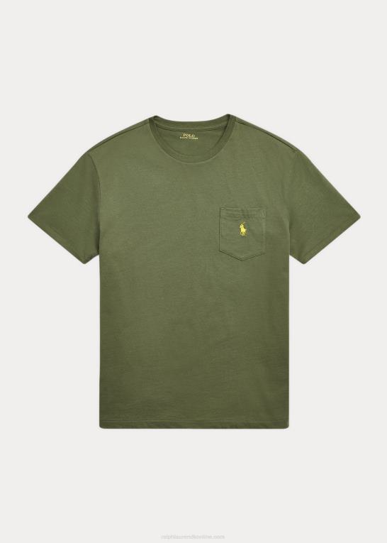 mørk salvie Mænd Ralph Lauren jersey lomme t-shirt - alle passer Z426B243
