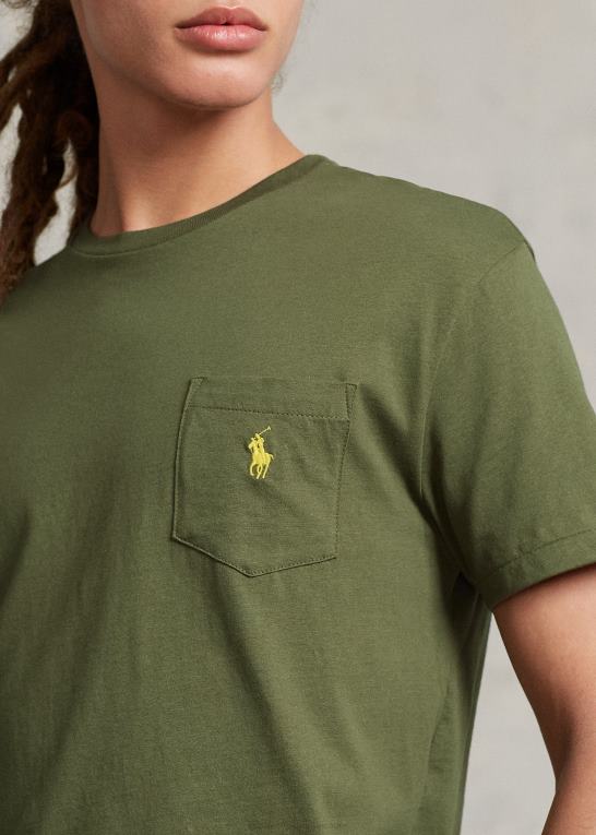 mørk salvie Mænd Ralph Lauren jersey lomme t-shirt - alle passer Z426B243