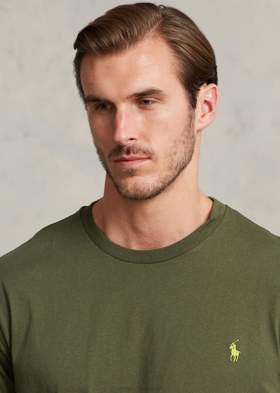 mørk salvie Mænd Ralph Lauren jersey t-shirt med rund hals Z426B8711