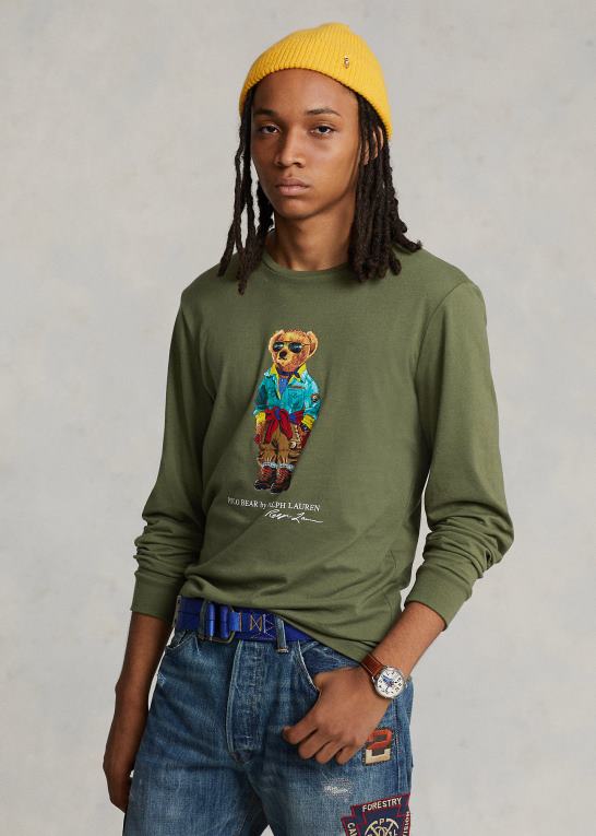 mørk salvie Mænd Ralph Lauren klassisk pasform polo bear jersey t-shirt Z426B648