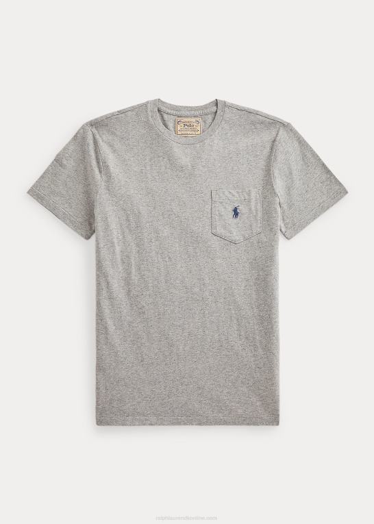 mørk vintage lyng Mænd Ralph Lauren brugerdefineret slim fit jersey lomme t-shirt Z426B315