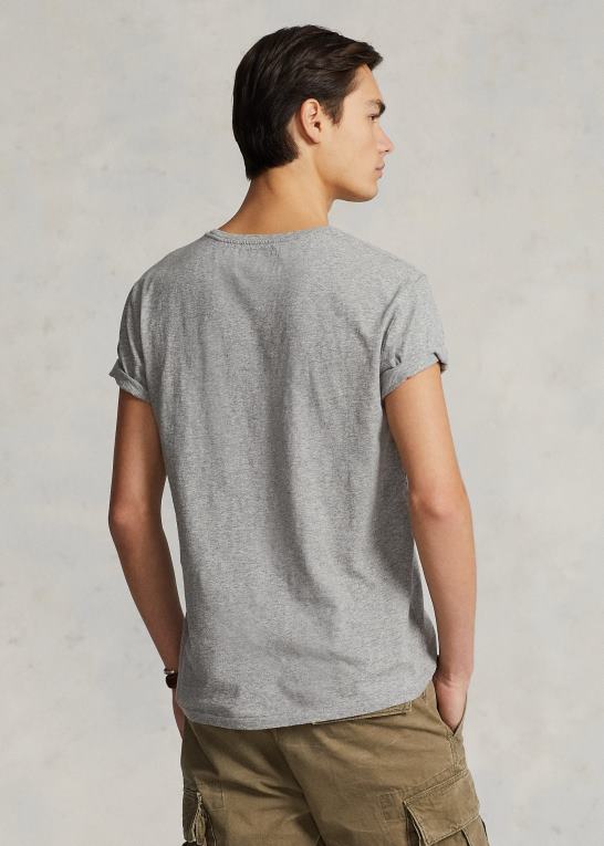 mørk vintage lyng Mænd Ralph Lauren brugerdefineret slim fit jersey lomme t-shirt Z426B315